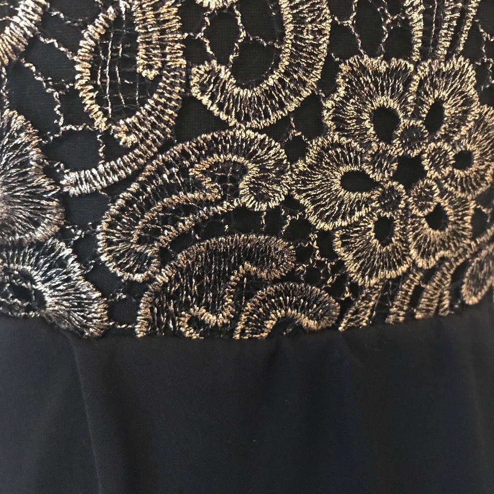 Nordstrom Black and Gold Brocade High Low Dress - Picture 2 of 5